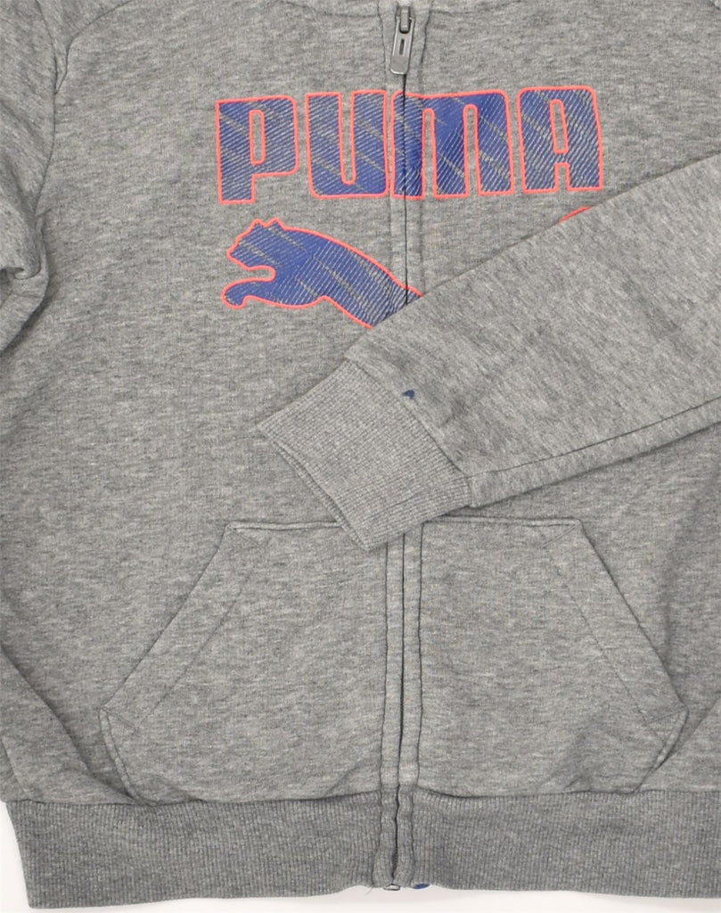 PUMA Boys Graphic Zip Hoodie Sweater 9-10 Years  Grey Cotton | Vintage Puma | Thrift | Second-Hand Puma | Used Clothing | Messina Hembry 