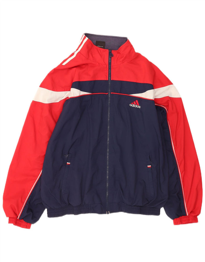 Adidas Mens Tracksuit Top Jacket UK 46/48 XL Red Colourblock Polyester