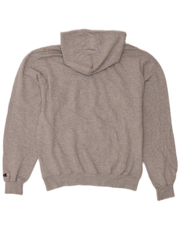 Champion Mens Graphic Hoodie Jumper Medium Grey Flecked Cotton
