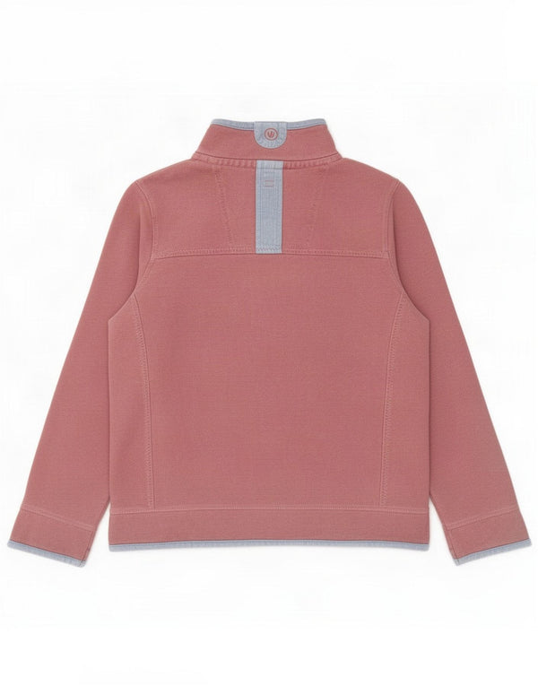 Fat Face Womens Zip Neck Sweatshirt Jumper UK 12 Medium Pink Colourblock
