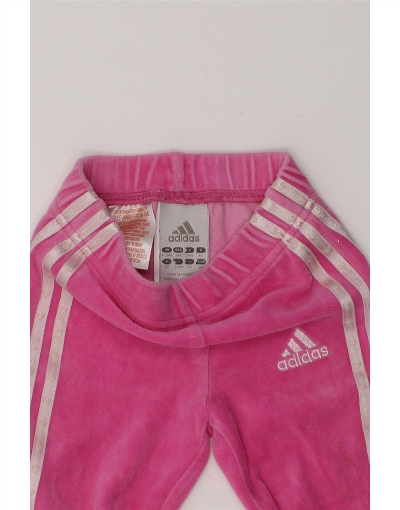 ADIDAS Baby Boys Velour Joggers Tracksuit Trousers 0-3 Months Pink Cotton | Vintage Adidas | Thrift | Second-Hand Adidas | Used Clothing | Messina Hembry 