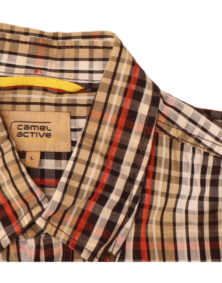 CAMEL ACTIVE Mens Short Sleeve Shirt Large Multicoloured Check Cotton