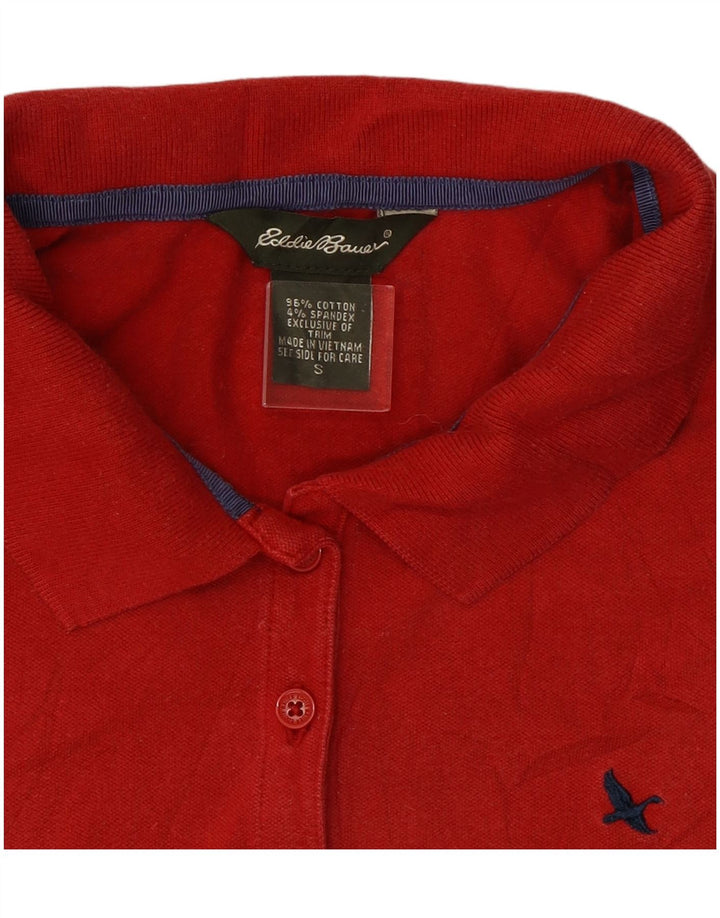 EDDIE BAUER Womens Polo Shirt UK 10 Small Red Cotton