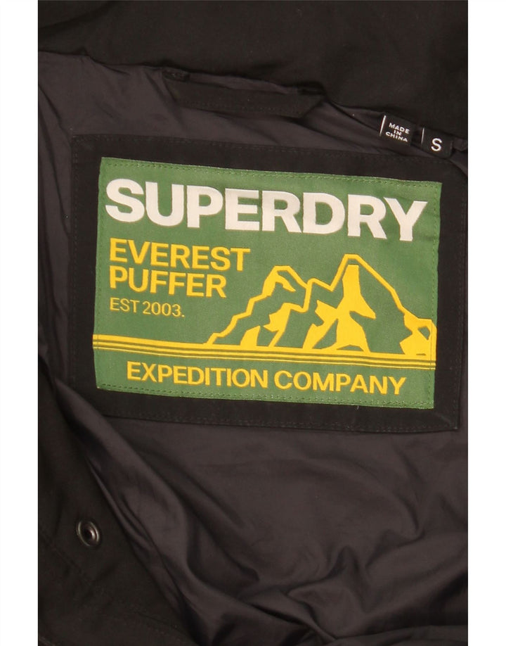 SUPERDRY Mens Hooded Padded Jacket UK 36 Small Black Polyester