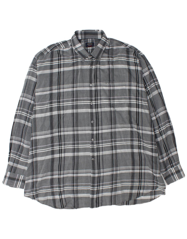 Paul & Shark Mens Shirt 2XL Grey Plaid Cotton