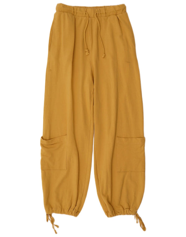 Zara Womens Cargo Tracksuit Trousers Joggers UK 14 Large  Yellow Cotton