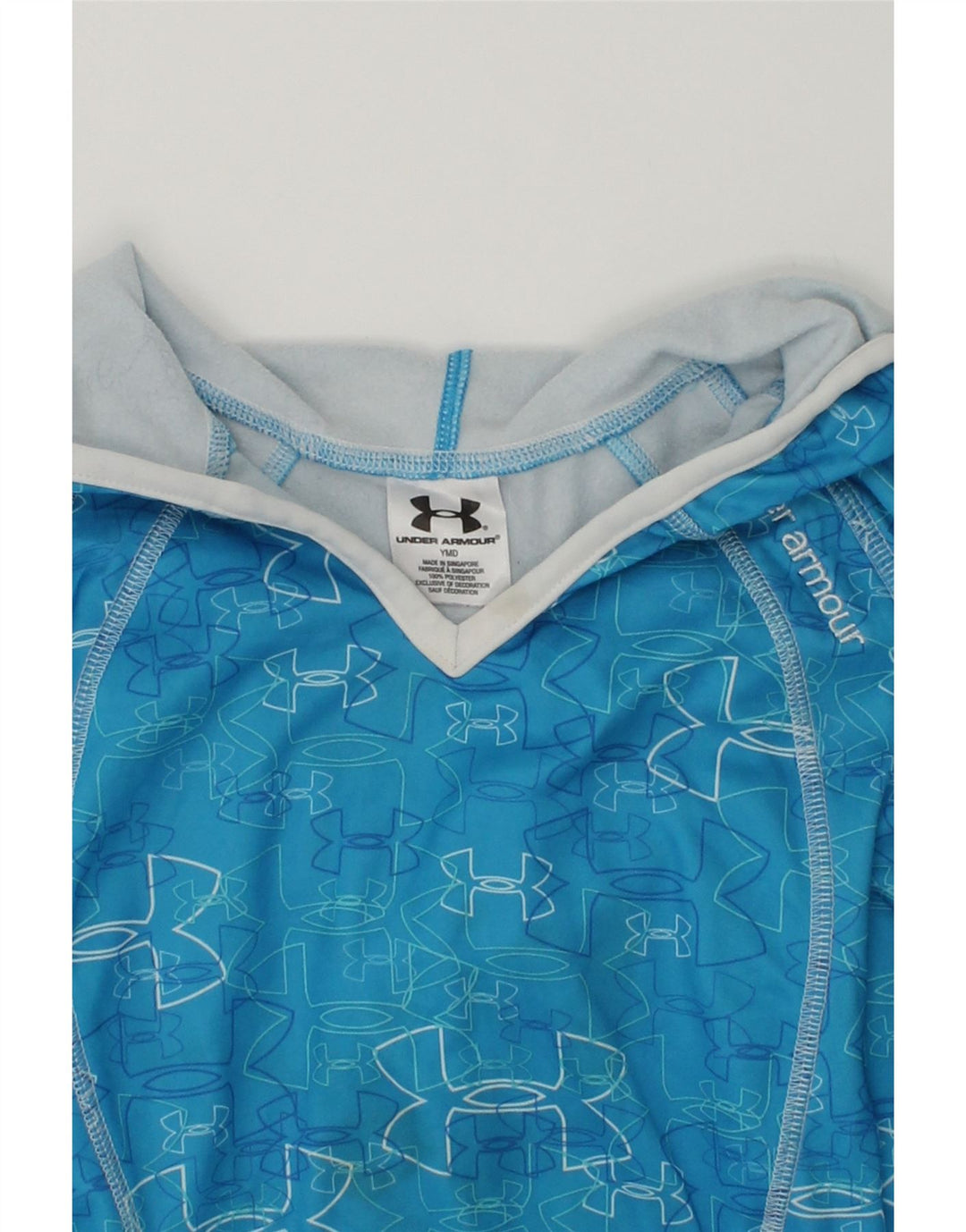 UNDER ARMOUR Girls Hoodie Jumper 12-13 Years Medium Blue Polyester | Vintage Under Armour | Thrift | Second-Hand Under Armour | Used Clothing | Messina Hembry 
