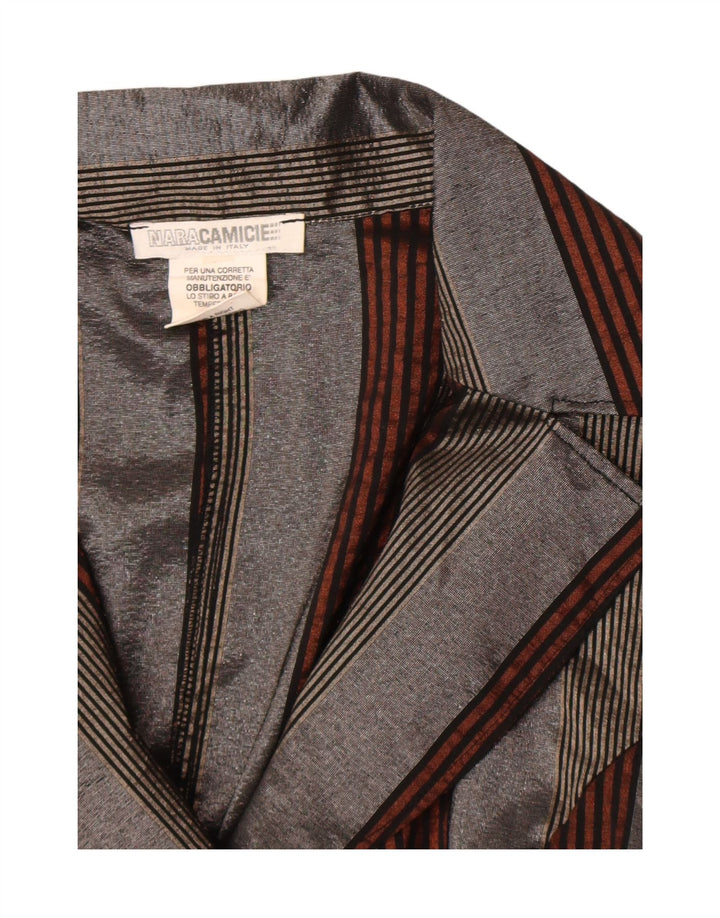 Naracamicie Womens Longline Shirt Blouse UK 12 Medium Grey Striped