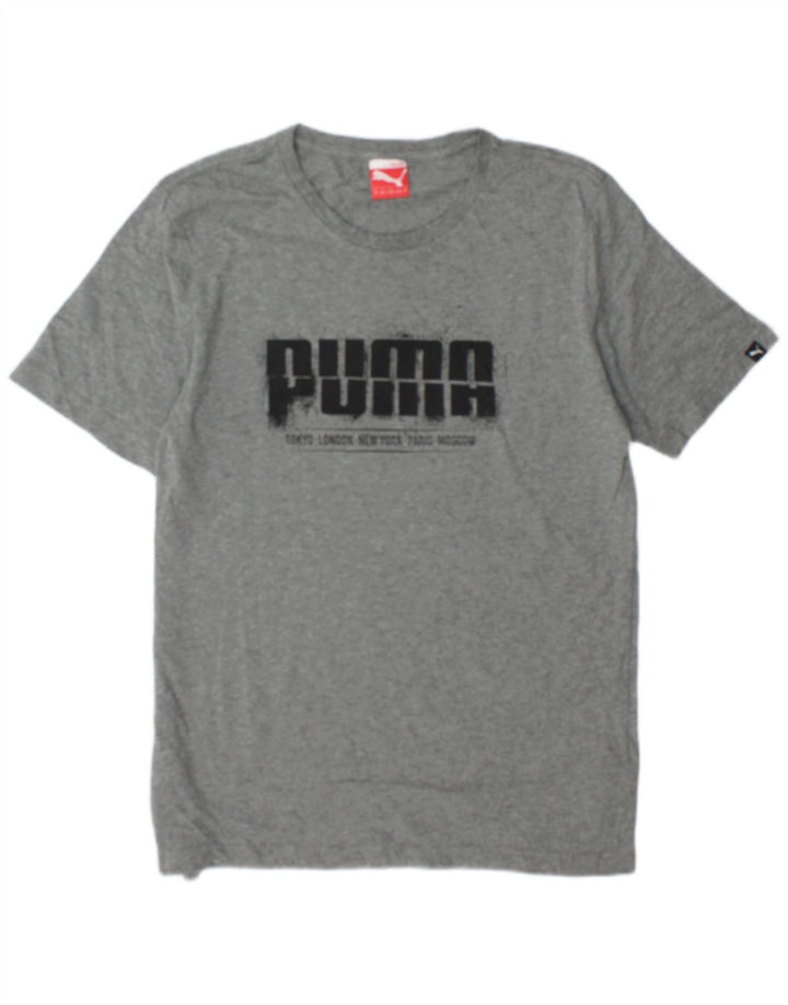 Puma Mens Graphic T-Shirt Top Medium Grey Flecked Cotton