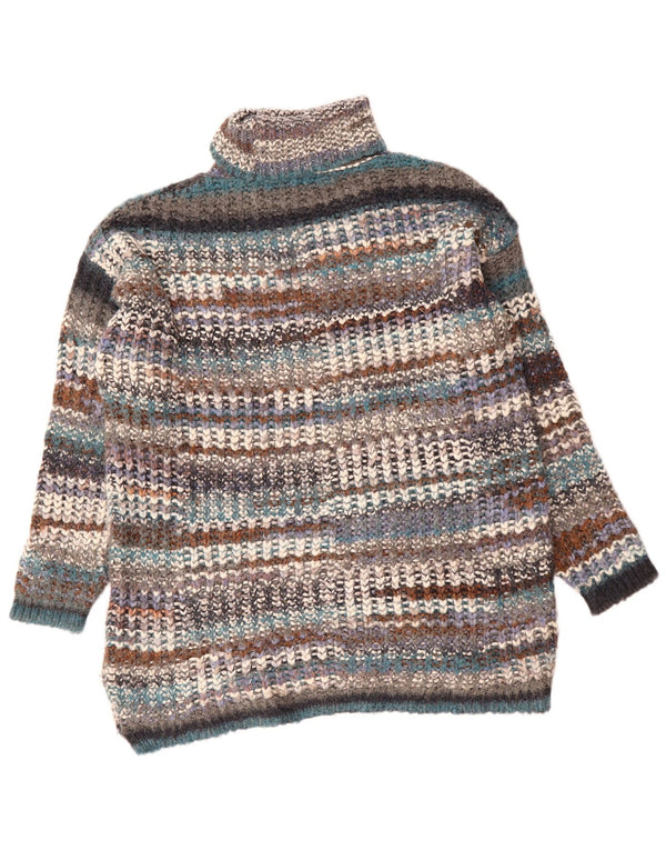 ZARA Womens Roll Neck Jumper Sweater UK 14 Medium Multicoloured Striped