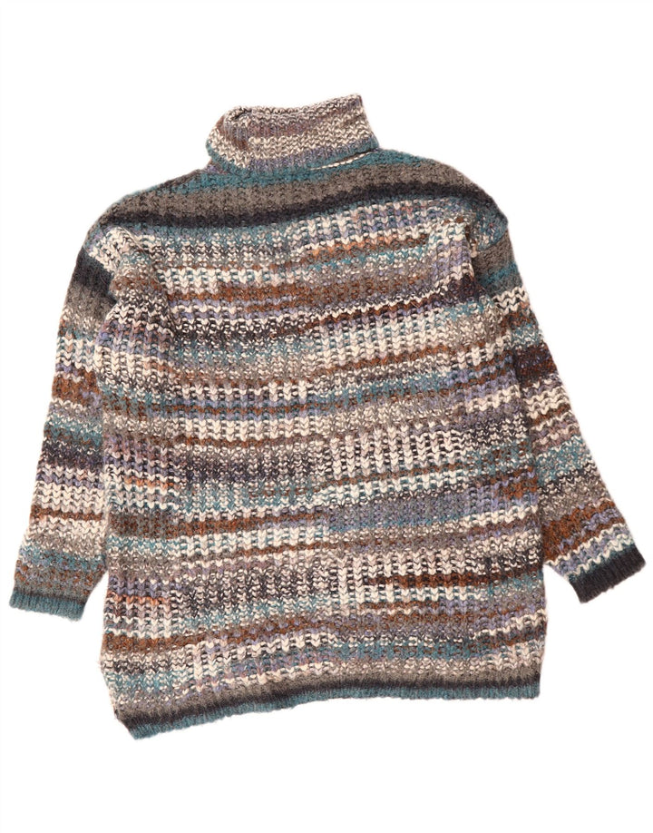 ZARA Womens Roll Neck Jumper Sweater UK 14 Medium Multicoloured Striped