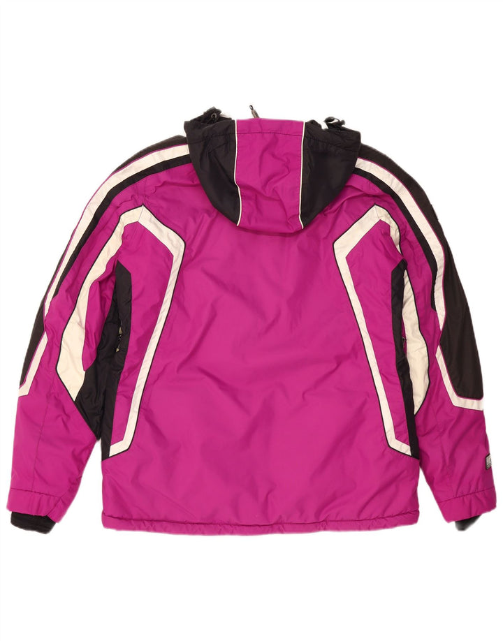 Iguana Womens Hooded Ski Jacket EU 40 Medium Pink Colourblock Polyester