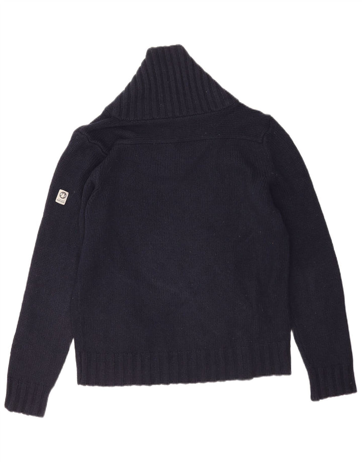 Murphy & Nye Mens Shawl Neck Jumper Sweater Medium Navy Blue Viscose