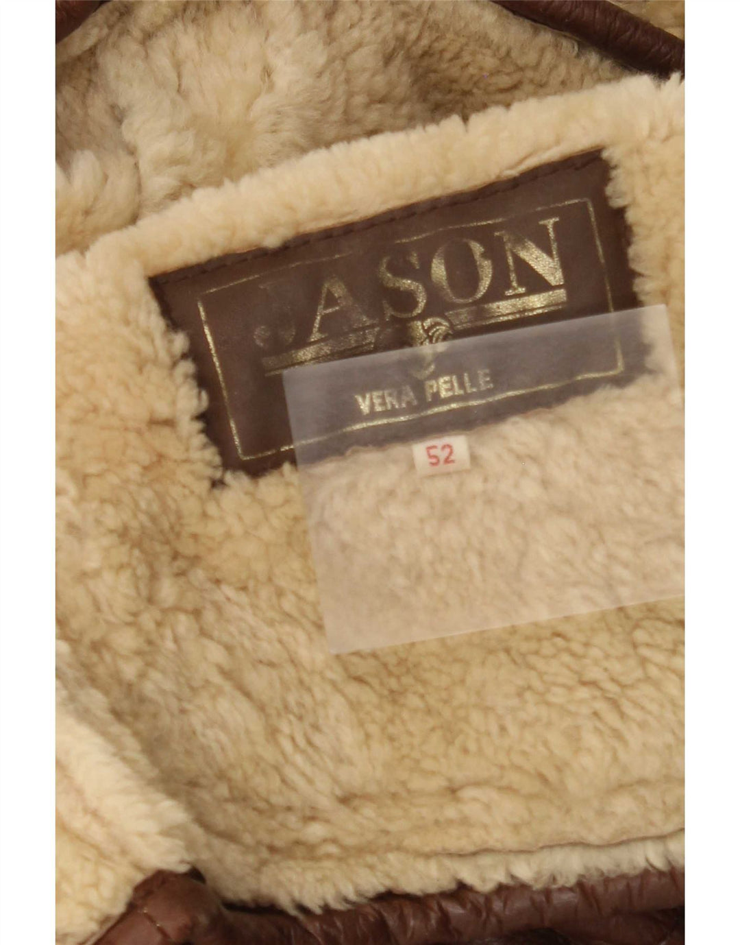 Vintage Mens Shearling Jacket IT 52 XL Brown Leather