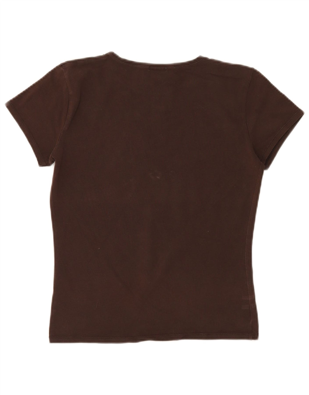 MASSIMO DUTTI Womens T-Shirt Top UK 14 Large Brown Cotton