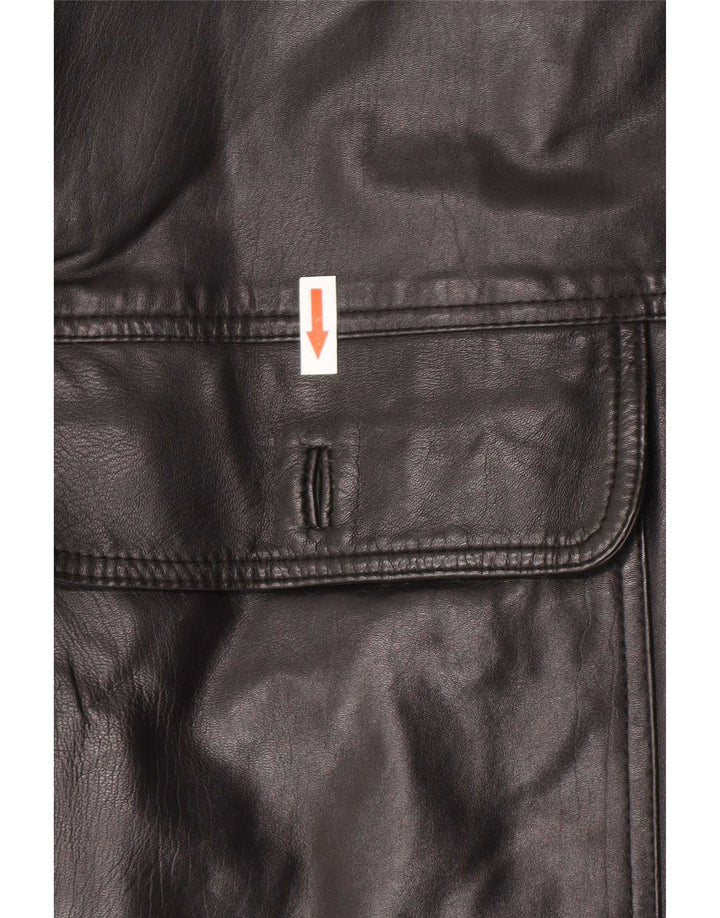 Fusaro Mens Leather Jacket IT 48 Medium Black