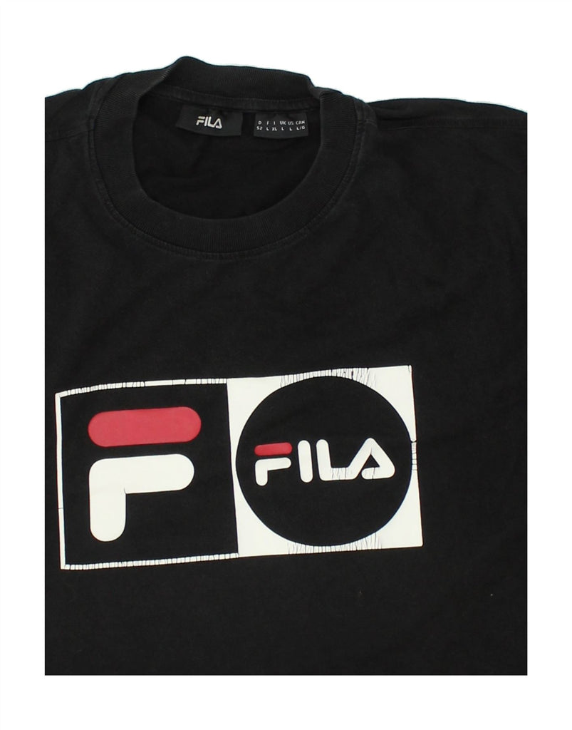 FILA Mens Graphic Top Long Sleeve Large Black Cotton | Vintage Fila | Thrift | Second-Hand Fila | Used Clothing | Messina Hembry 