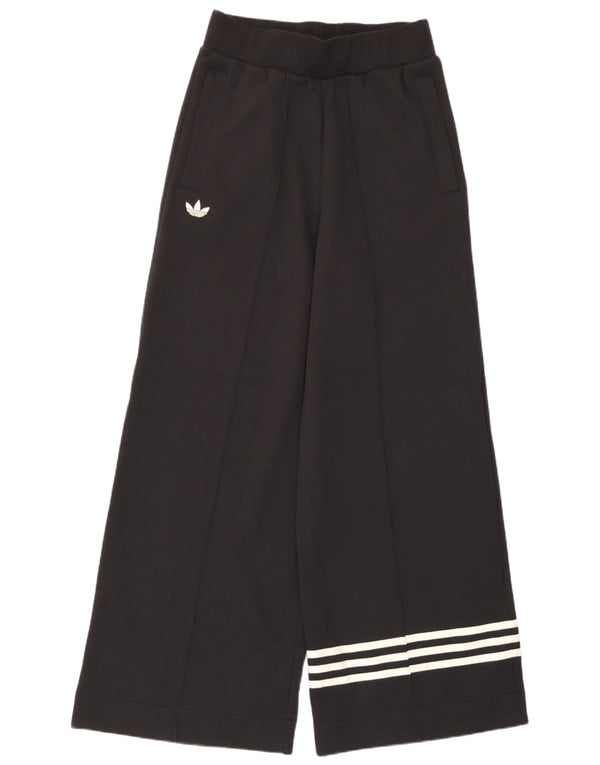 Adidas Womens Wide Leg Tracksuit Trousers UK 12/14 Medium Black Cotton