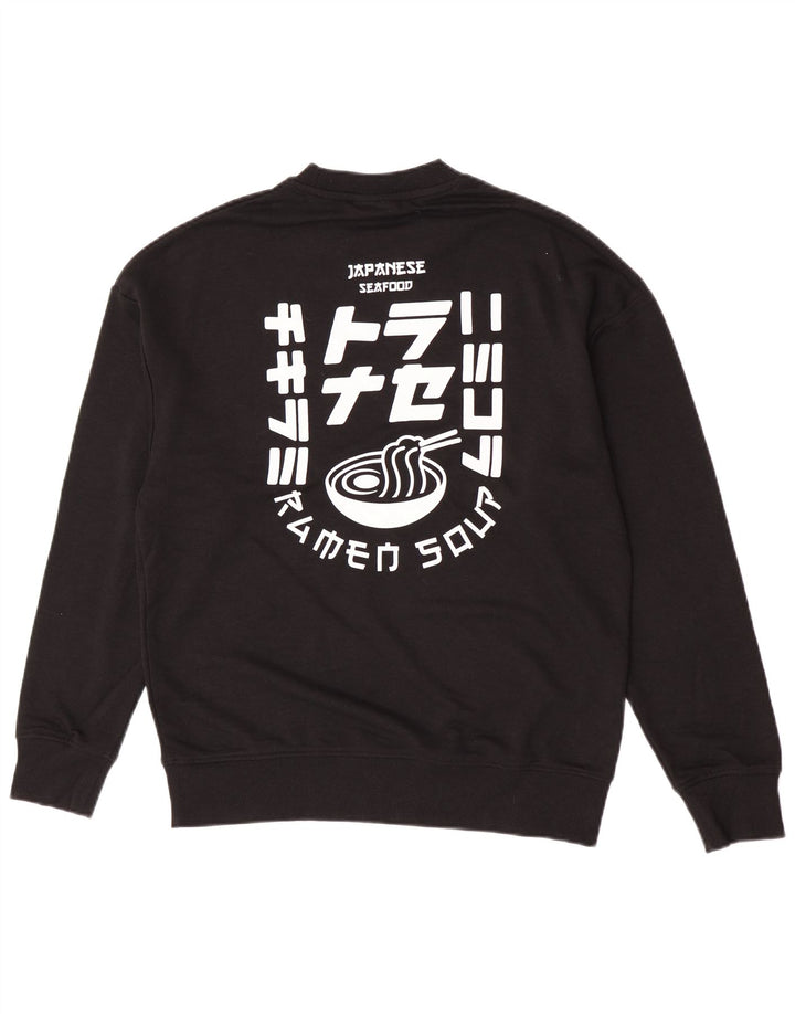 Jack & Jones Mens Graphic Sweatshirt Jumper Medium Black Cotton
