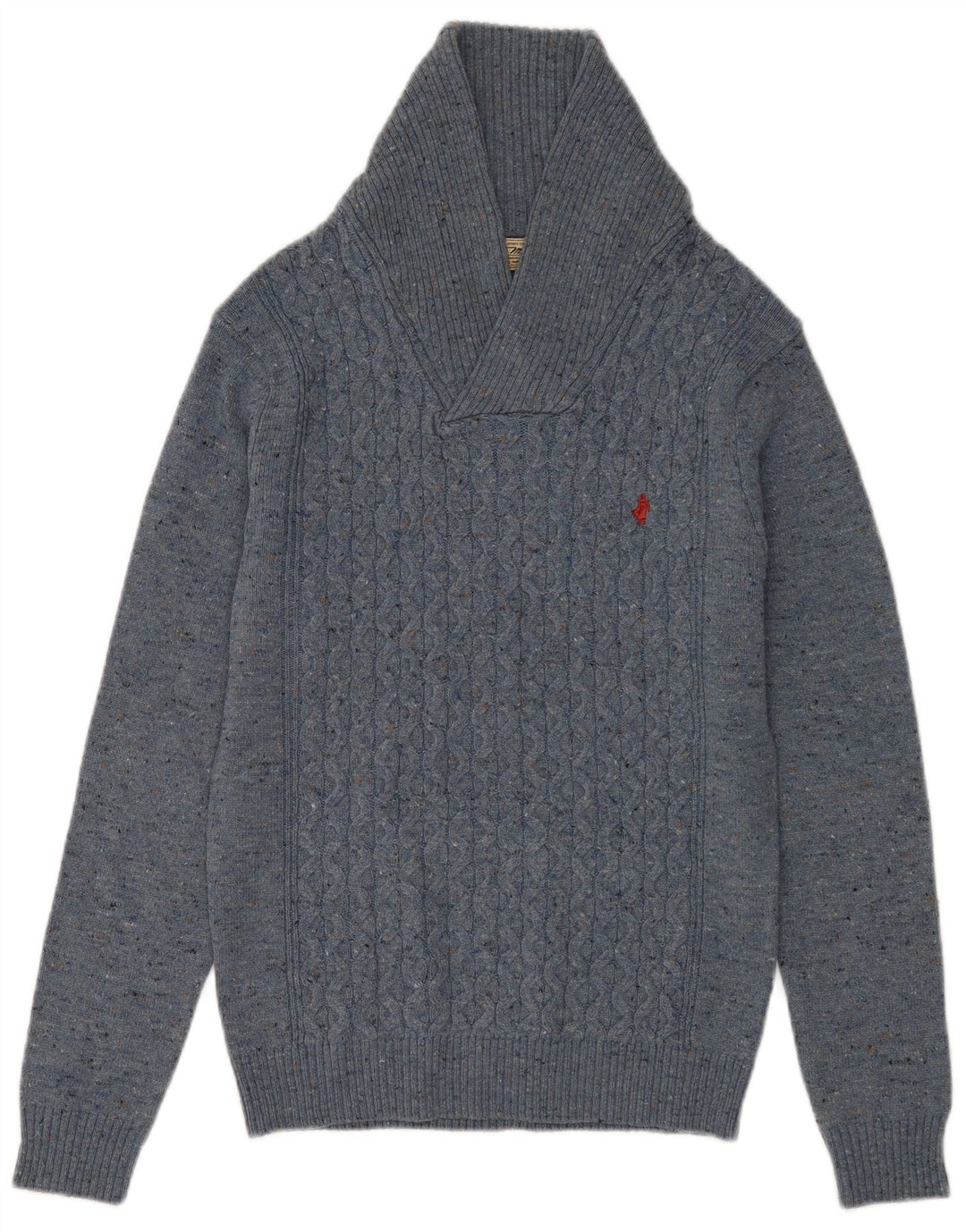 Marlboro Classics Mens Shawl Neck Jumper Sweater Small Blue Flecked Wool
