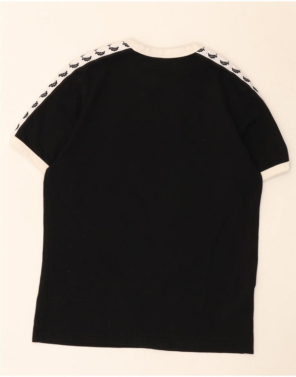Fred Perry Boys Graphic T-Shirt Top 7-8 Years Black Colourblock Cotton