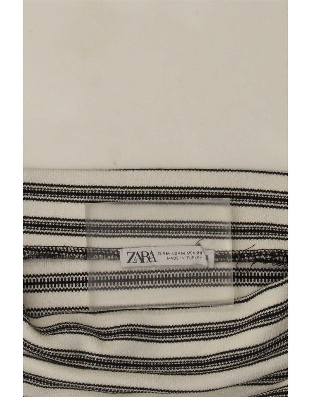 Zara Womens Crop Off Shoulder Top UK 12 Medium White Striped