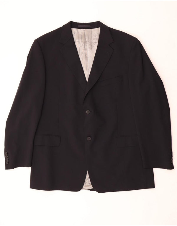 DOUGLAS Mens 2 Button Blazer Jacket UK 46 3XL Black Polyester