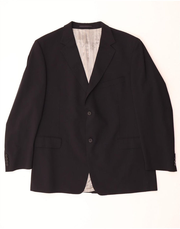 DOUGLAS Mens 2 Button Blazer Jacket UK 46 3XL Black Polyester