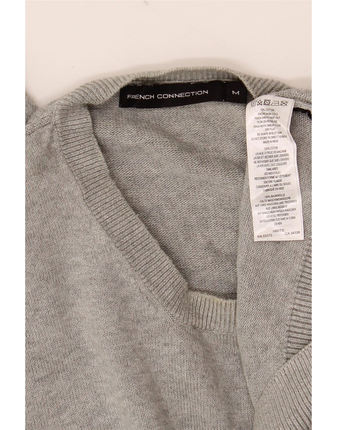 FRENCH CONNECTION Mens Crew Neck Jumper Sweater Medium Grey Cotton