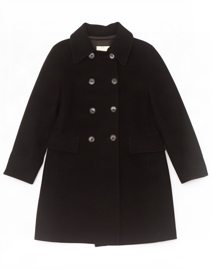 Zara Womens Double Breasted Coat EU 40 Medium Black Wool
