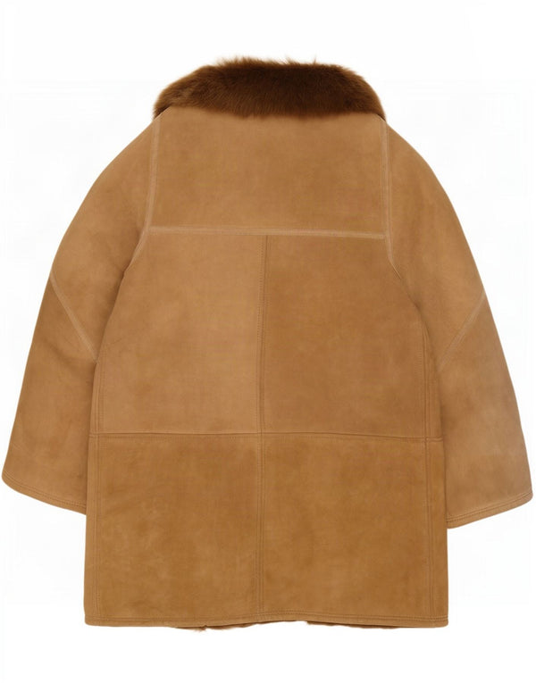 Vintage Womens Shearling Jacket IT 48 XL Brown