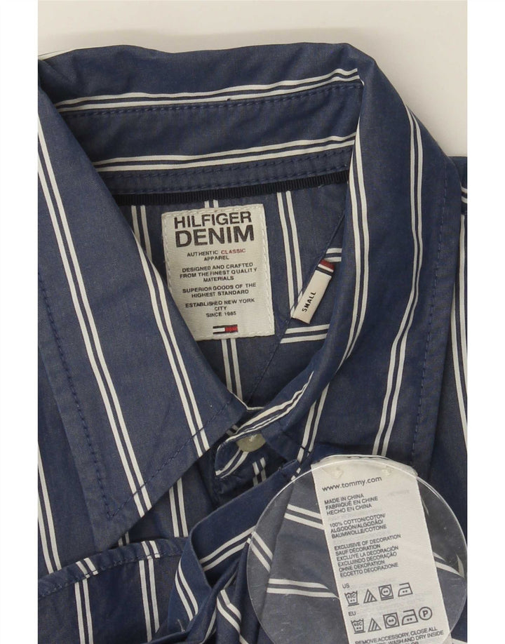 Tommy Hilfiger Mens Shirt Small Blue Striped Cotton