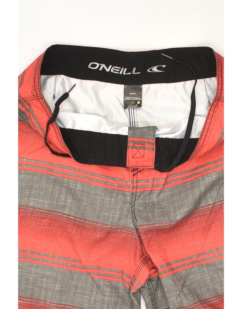 O'NEILL Mens Swimming Shorts Large Orange Striped Polyester | Vintage O'Neill | Thrift | Second-Hand O'Neill | Used Clothing | Messina Hembry 