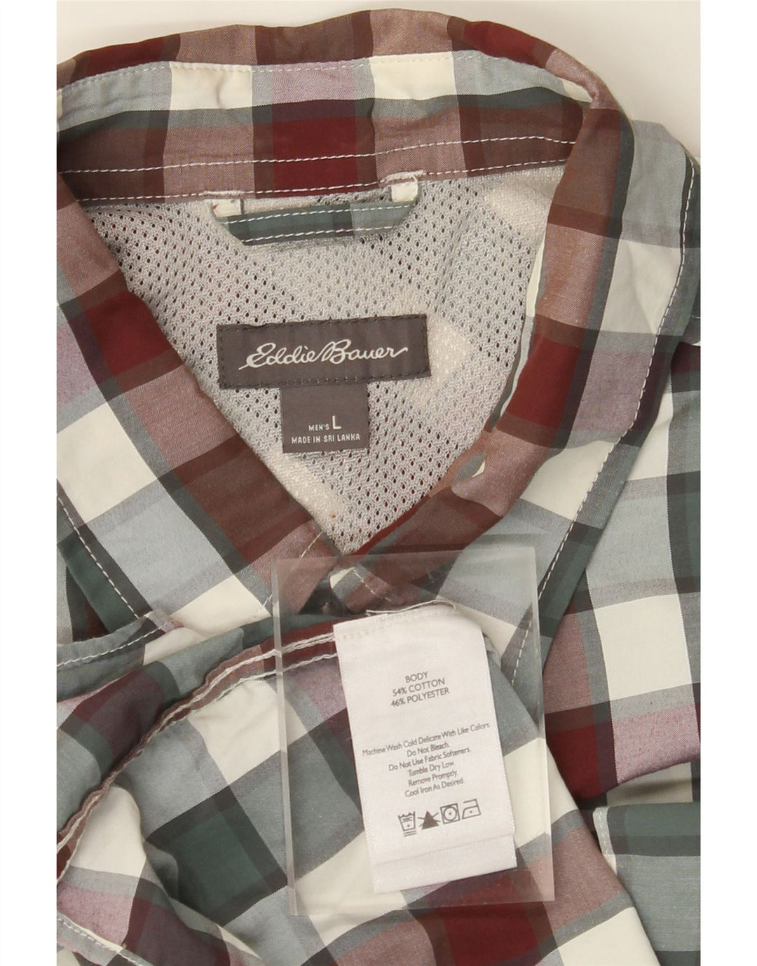 EDDIE BAUER Mens Short Sleeve Shirt Large Multicoloured Check Cotton
