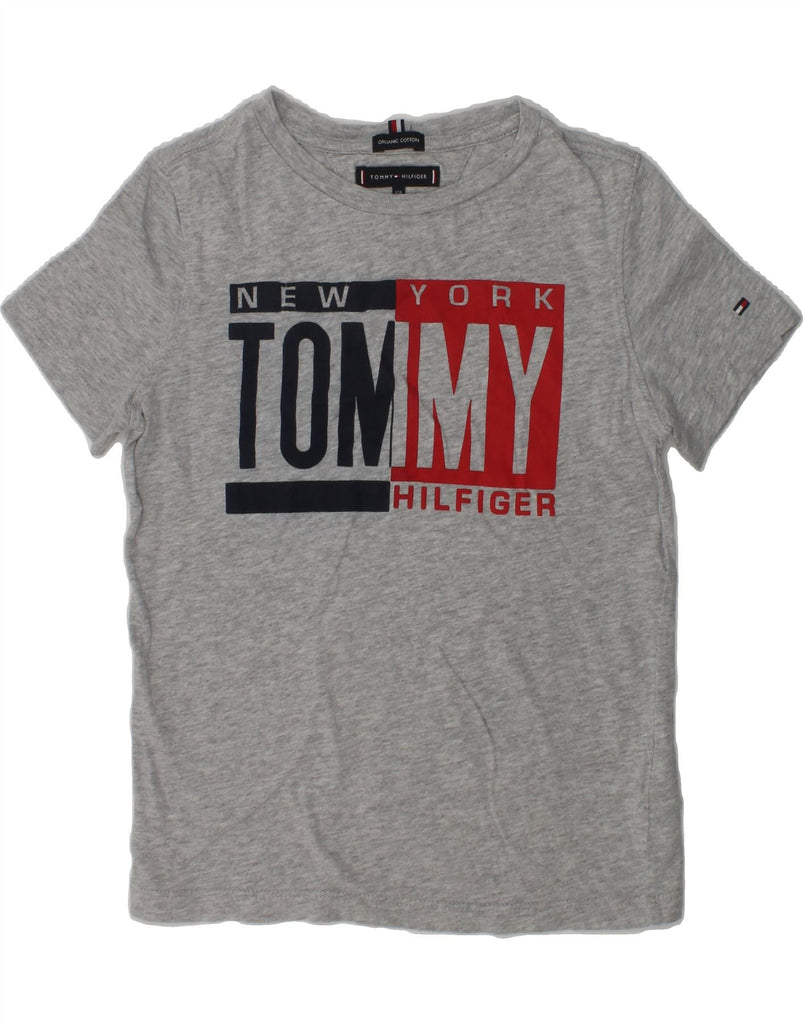 TOMMY HILFIGER Boys Graphic T-Shirt Top 7-8 Years Grey Cotton | Vintage Tommy Hilfiger | Thrift | Second-Hand Tommy Hilfiger | Used Clothing | Messina Hembry 