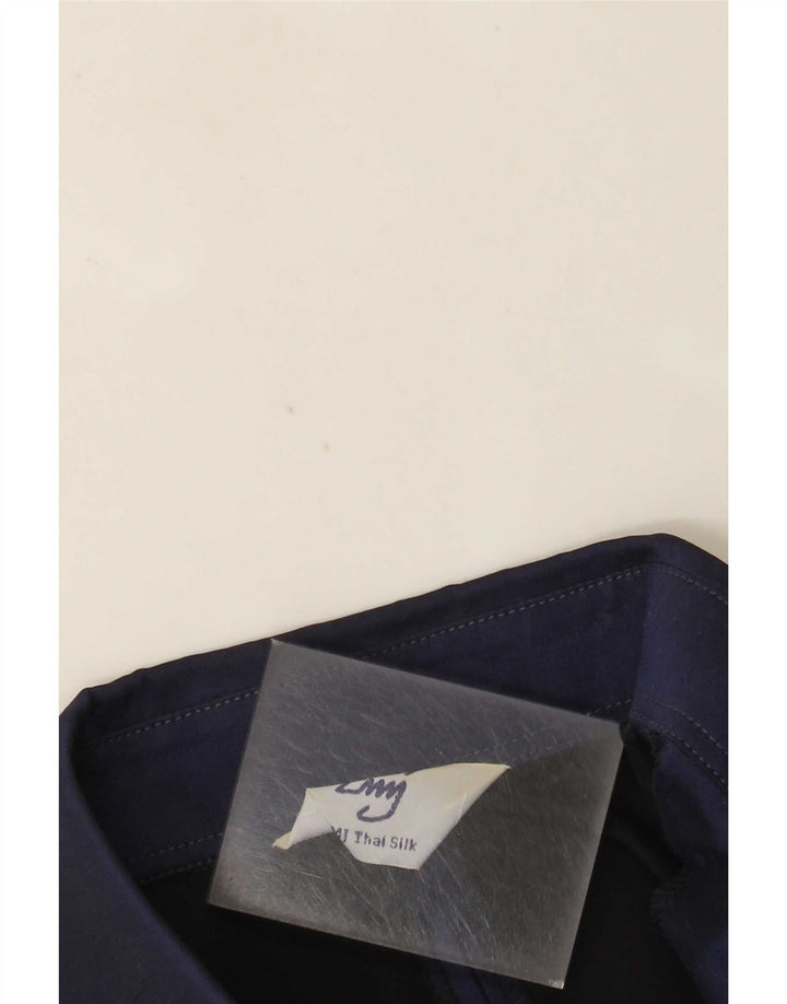 Vintage Womens Shirt Blouse UK 14 Medium Navy Blue Silk