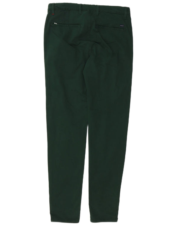Zara Mens Slim Chino Trousers EU 40 Medium W34 L31 Green Cotton