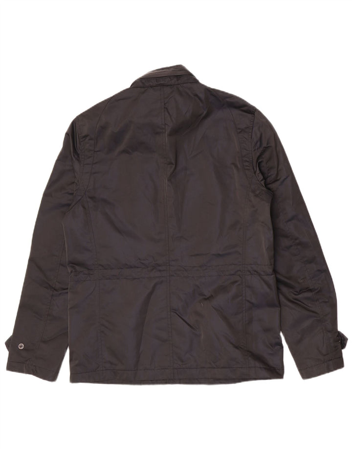 Zara Mens Hooded Utility Jacket UK 38 Medium Black Polyester