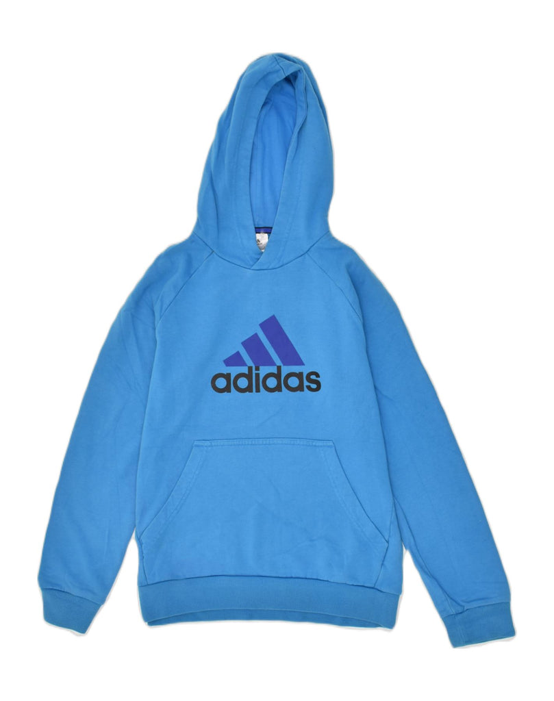 ADIDAS Boys Graphic Hoodie Jumper 13-14 Years Blue Cotton | Vintage Adidas | Thrift | Second-Hand Adidas | Used Clothing | Messina Hembry 