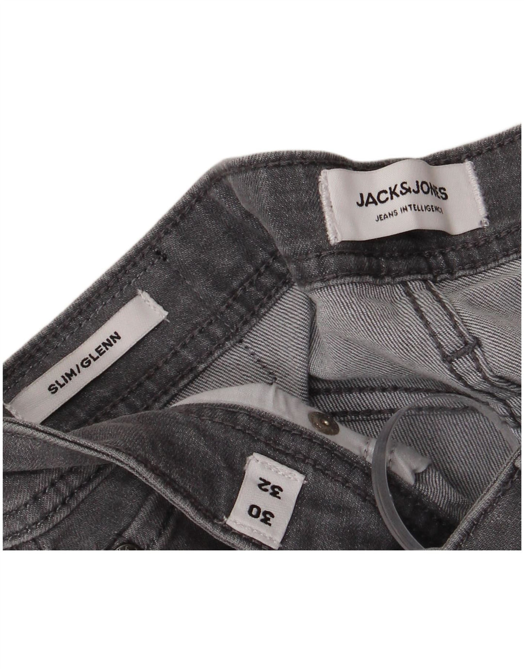JACK & JONES Mens GLENN Slim Jeans W30 L32 Grey Cotton