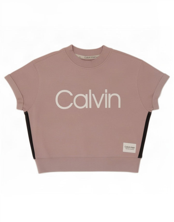 Calvin Klein Womens Oversized Graphic Sweatshirt Jumper UK 14 Medium Pink