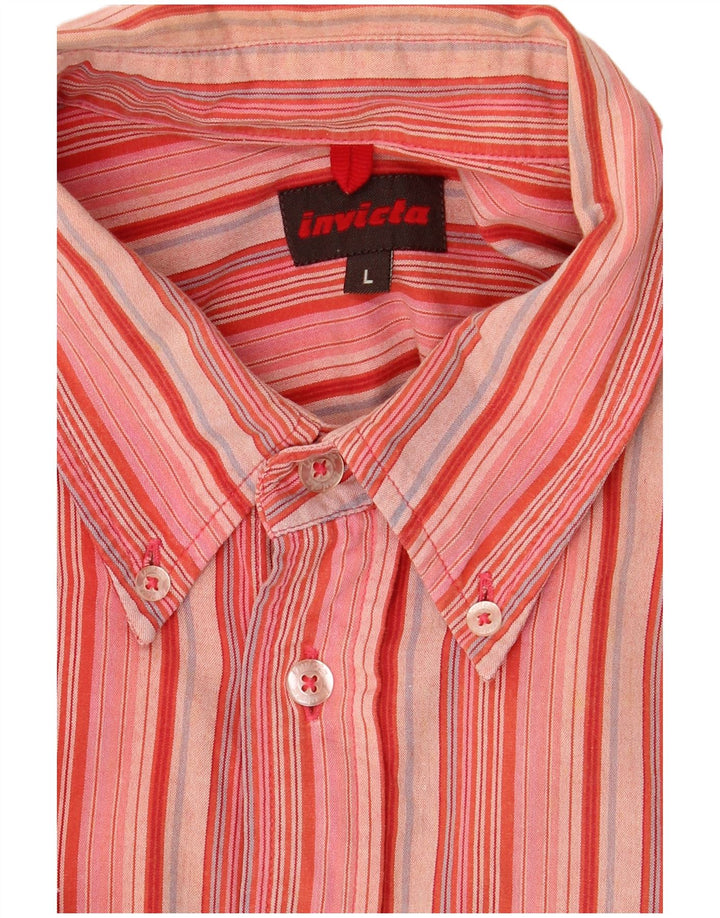 INVICTA Mens Short Sleeve Shirt Large Red Striped