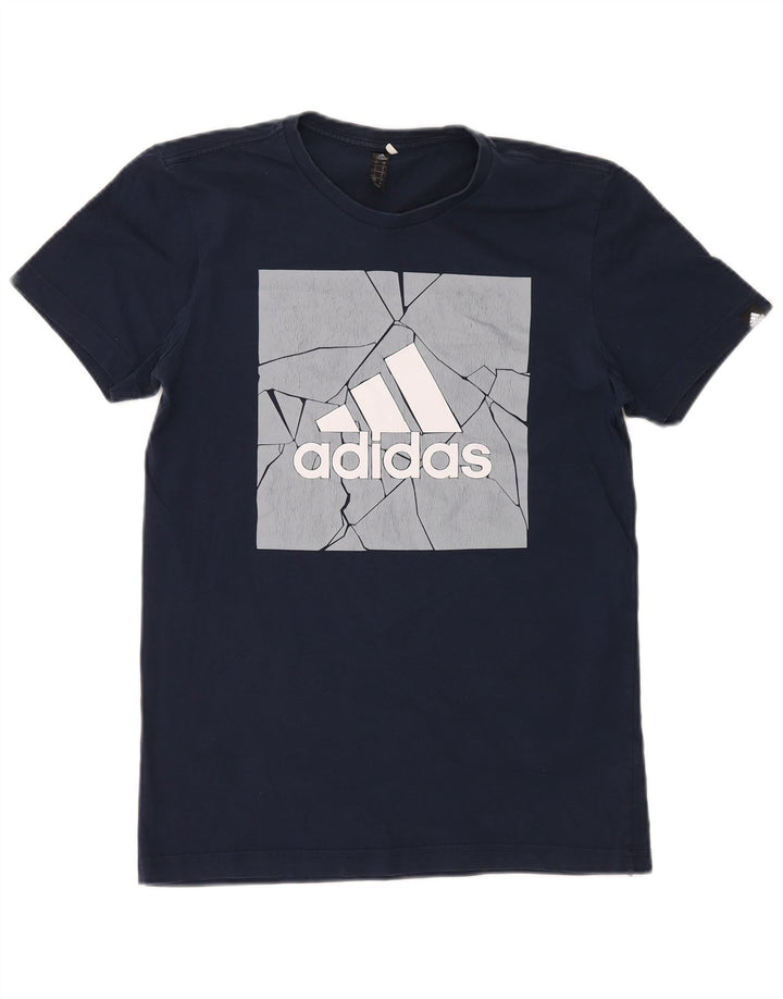 Adidas Mens Graphic T-Shirt Top Small Navy Blue Cotton