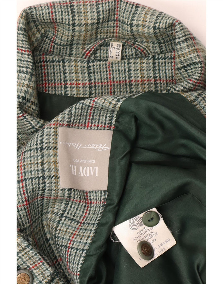 Peter Hahn Womens Lady H Bomber Jacket UK 12 Medium Green Houndstooth