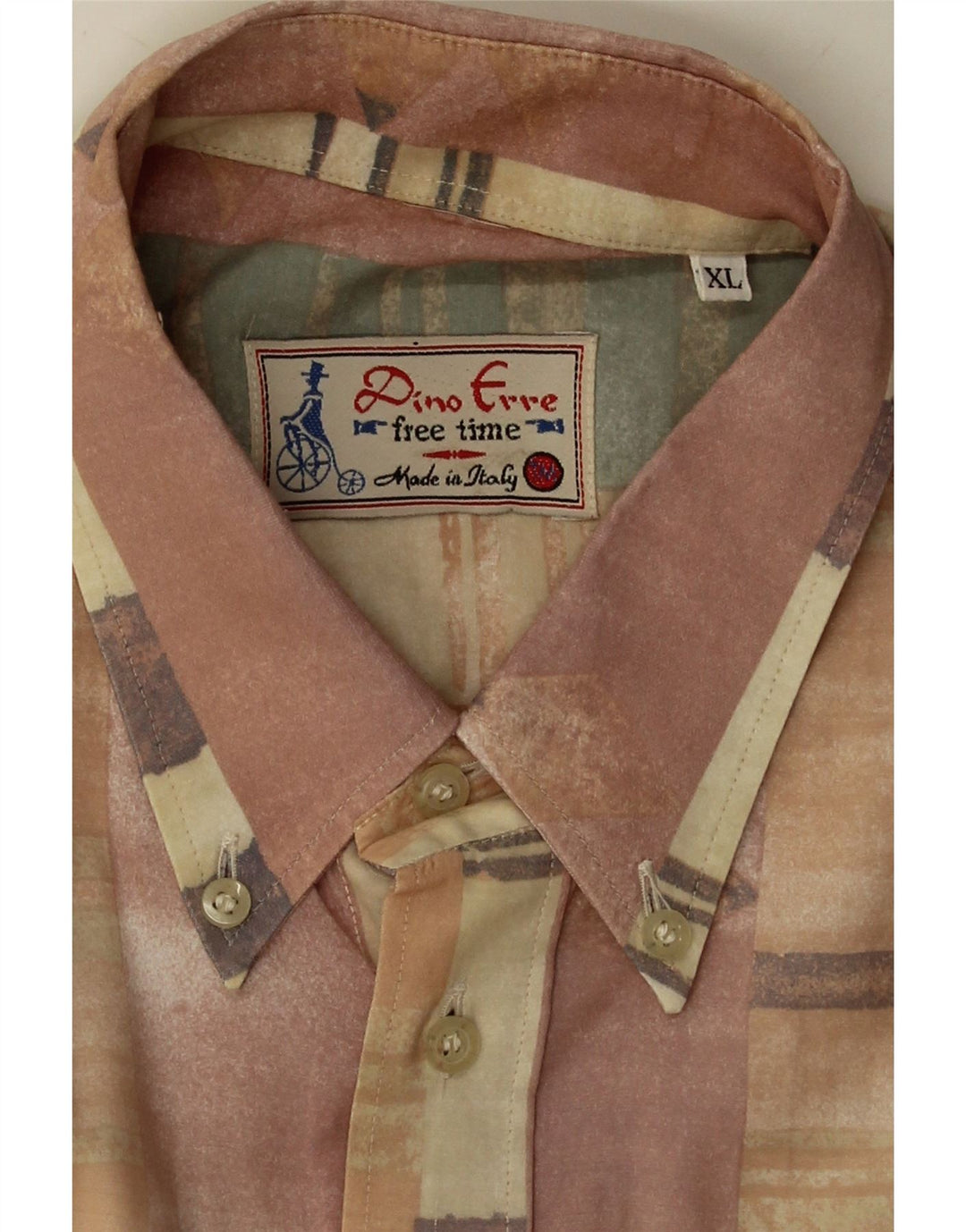 DINO ERRE Mens Short Sleeve Shirt XL Multicoloured Striped Vintage Dino Erre and Second-Hand Dino Erre from Messina Hembry 
