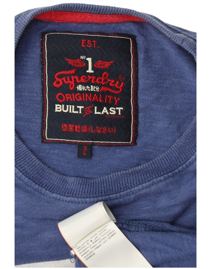 SUPERDRY Mens Graphic T-Shirt Top XL Blue Cotton