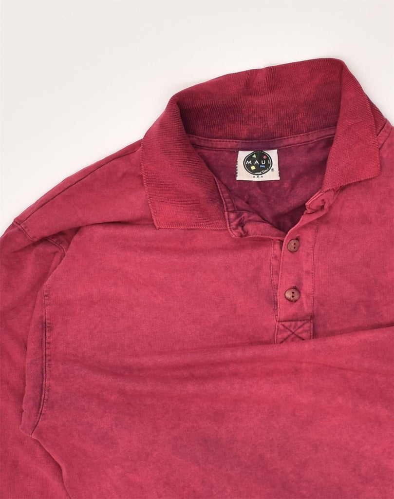 MAUI AND SONS Mens Long Sleeve Polo Shirt Medium Red Cotton | Vintage Maui and Sons | Thrift | Second-Hand Maui and Sons | Used Clothing | Messina Hembry 