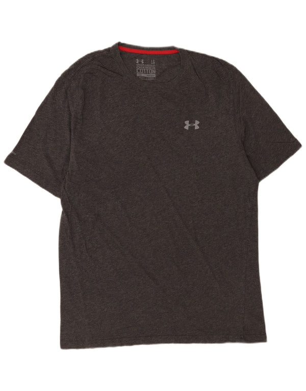 Under Armour Mens Heat Gear Loose Fit T-Shirt Top Large Grey Flecked Cotton