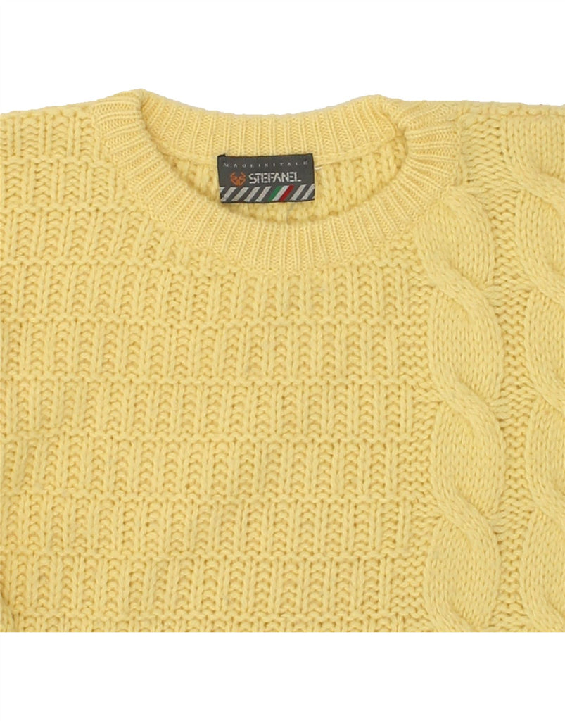 STEFANEL Womens Crew Neck Jumper Sweater UK 20 2XL Yellow Wool | Vintage Stefanel | Thrift | Second-Hand Stefanel | Used Clothing | Messina Hembry 