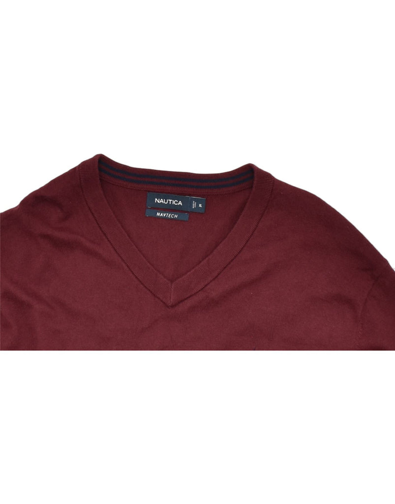 NAUTICA Mens Navtech V-Neck Jumper Sweater XL Burgundy | Vintage | Thrift | Second-Hand | Used Clothing | Messina Hembry 